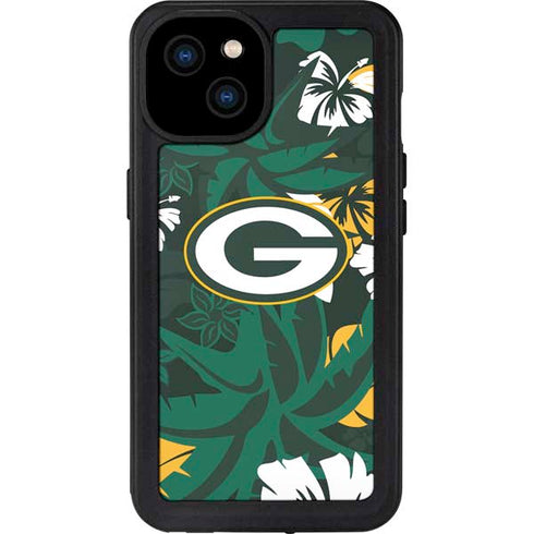 NFL Green Bay Packers Tropical Print iPhone 15 Plus Waterproof Case